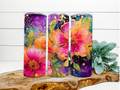 Floral Alcohol Ink With Gold Tumbler