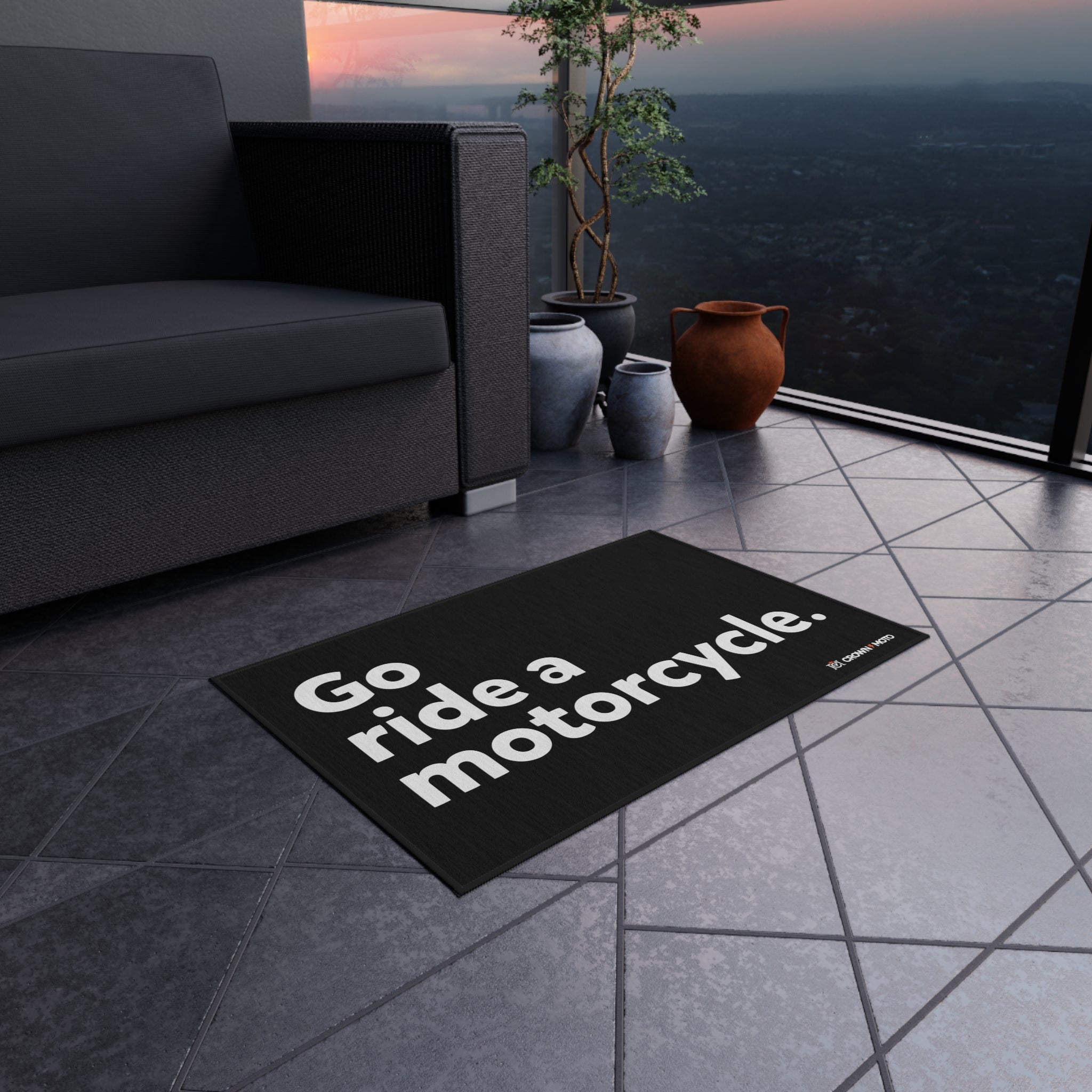 "Go ride a motorcycle" Track & Garage Mat
