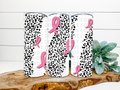 Breast Cancer Awareness Black Leopard Stainless Steel Tumbler
