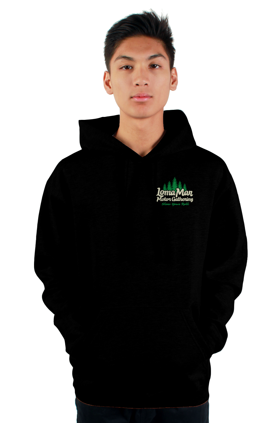 Loma Mar Motor Gathering Official Hoodie (front & back)
