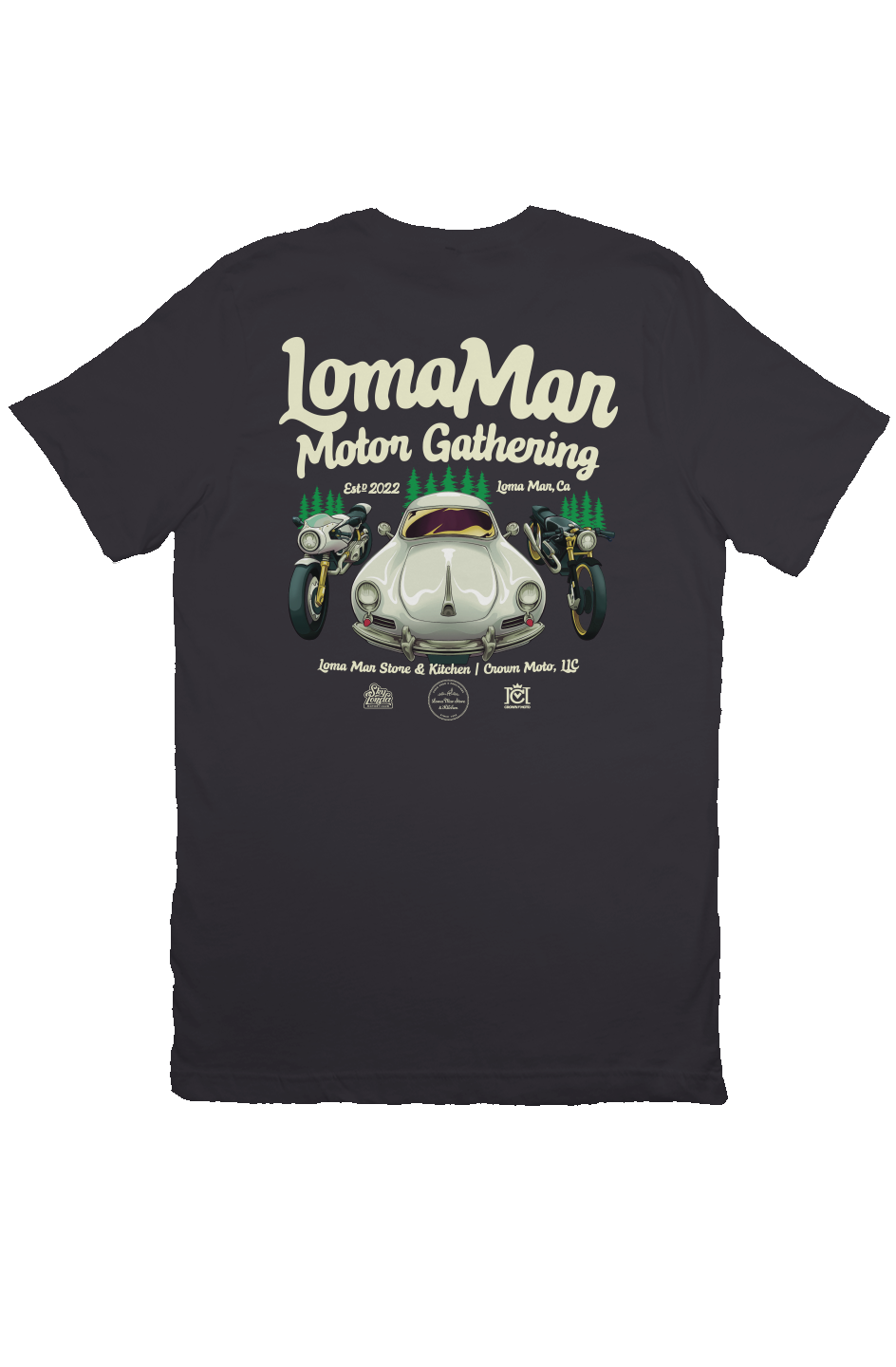Loma Mar Motor Gathering Official T-shirt (front & back)