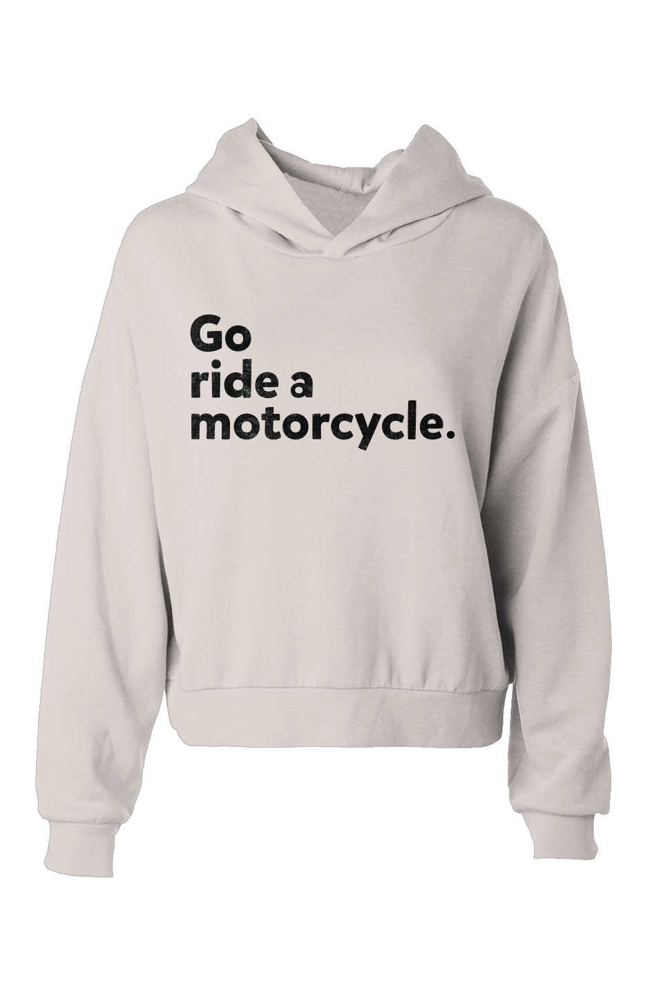 Original "Go ride a motorcycle" Women's Hip Length Hoodie (black ink)