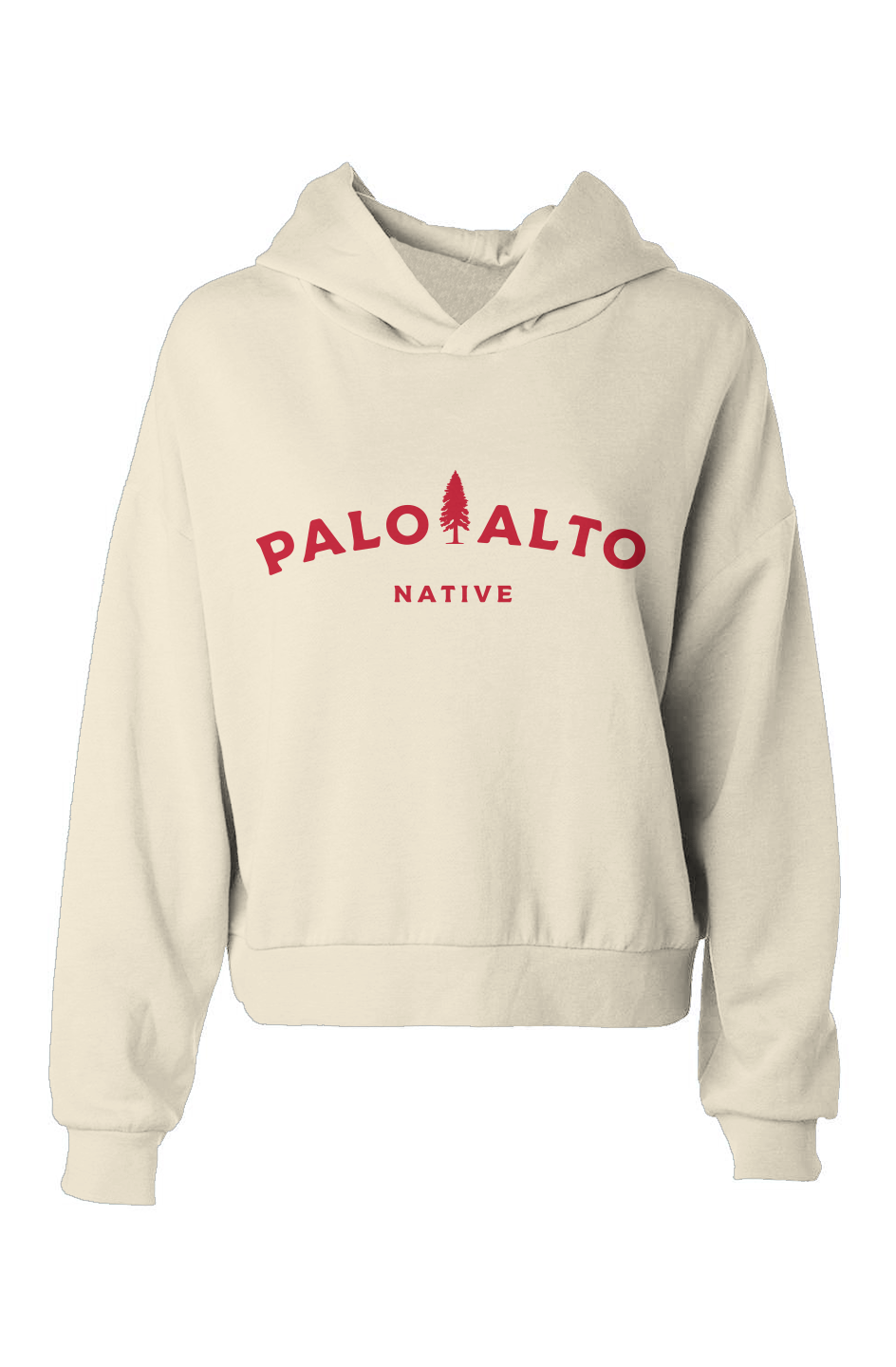 Palo Alto Native Women's Hip Height Hoodie (red ink)