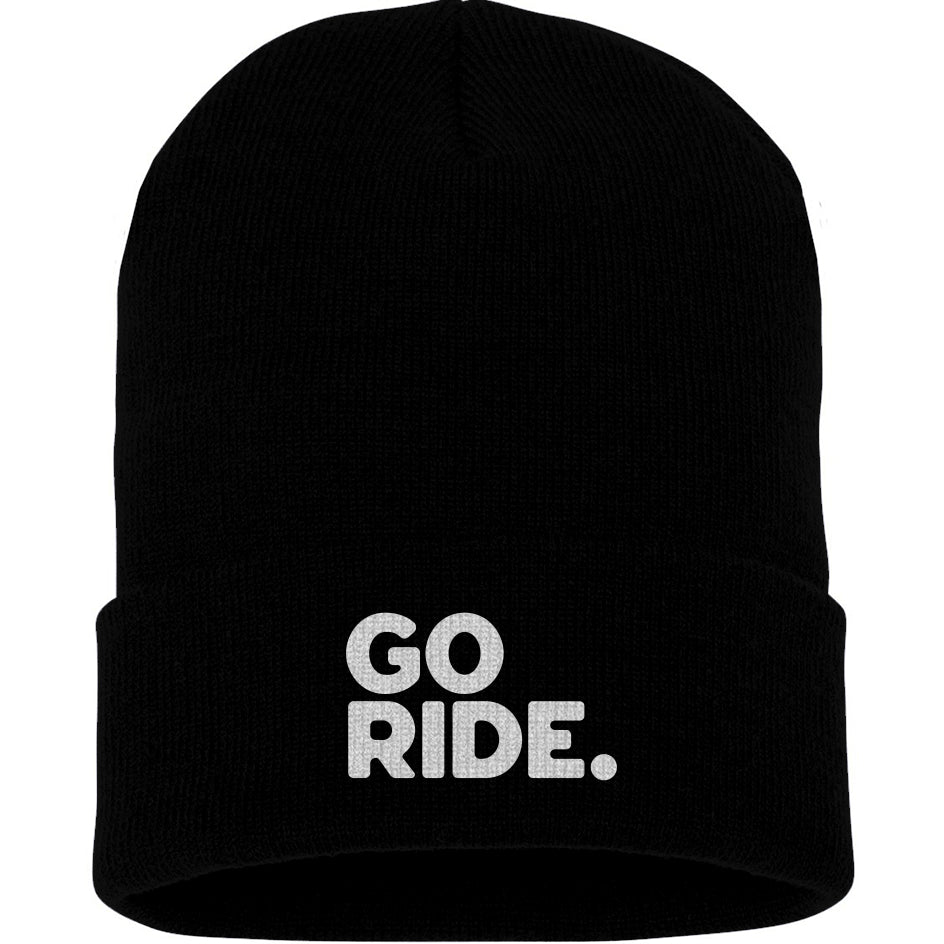 GO RIDE Embroidered Cuffed Beanie