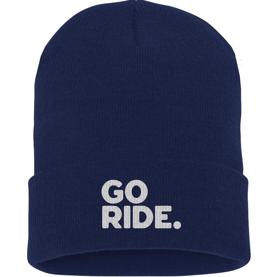 GO RIDE Embroidered Cuffed Beanie