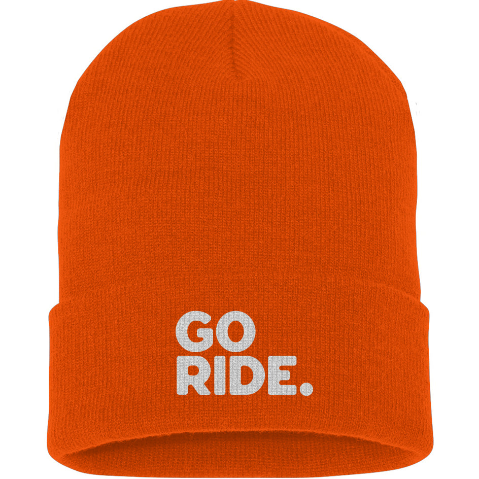 GO RIDE Embroidered Cuffed Beanie