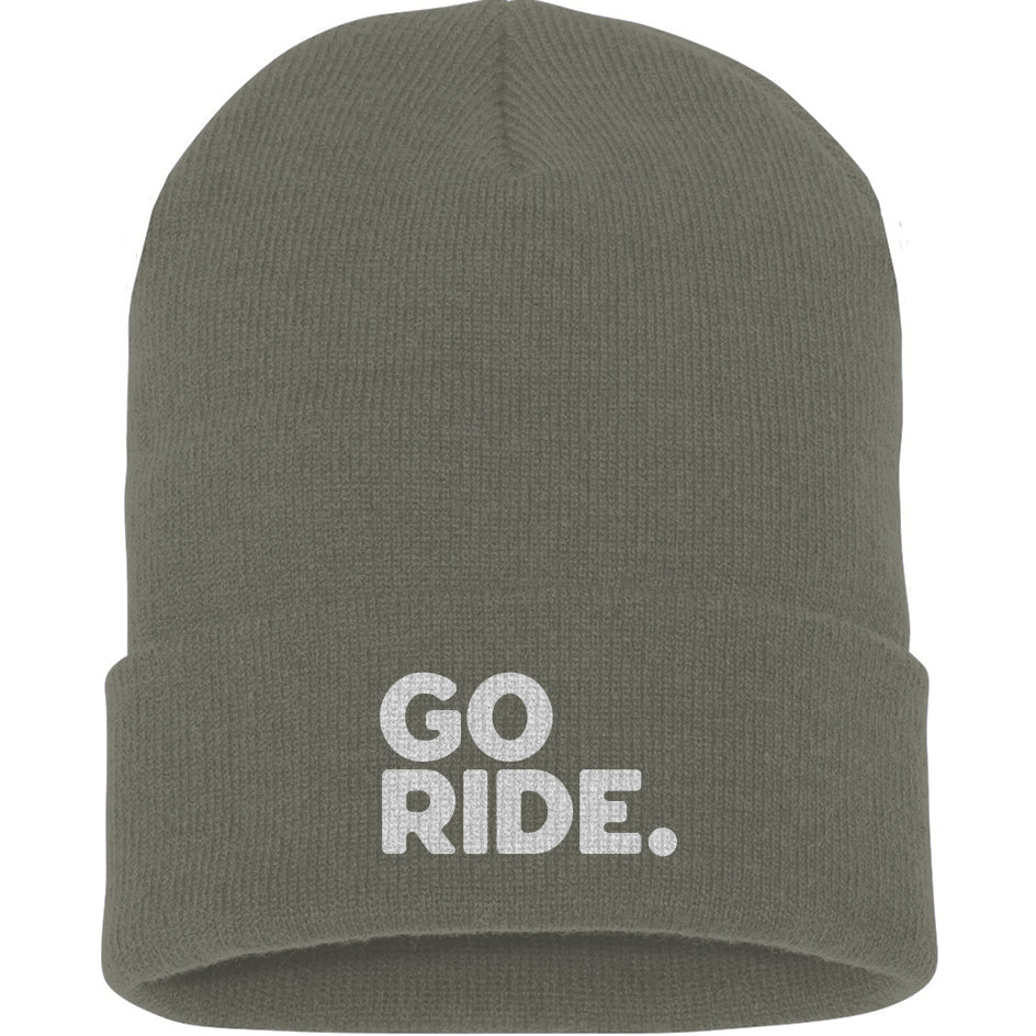 GO RIDE Embroidered Cuffed Beanie