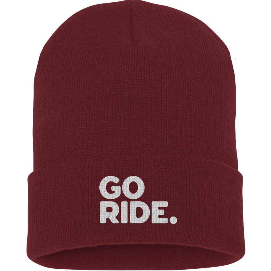 GO RIDE Embroidered Cuffed Beanie