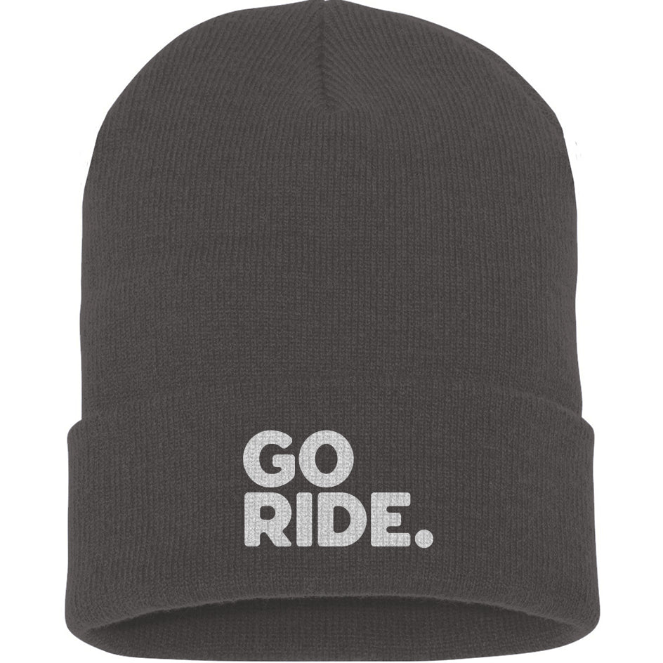 GO RIDE Embroidered Cuffed Beanie