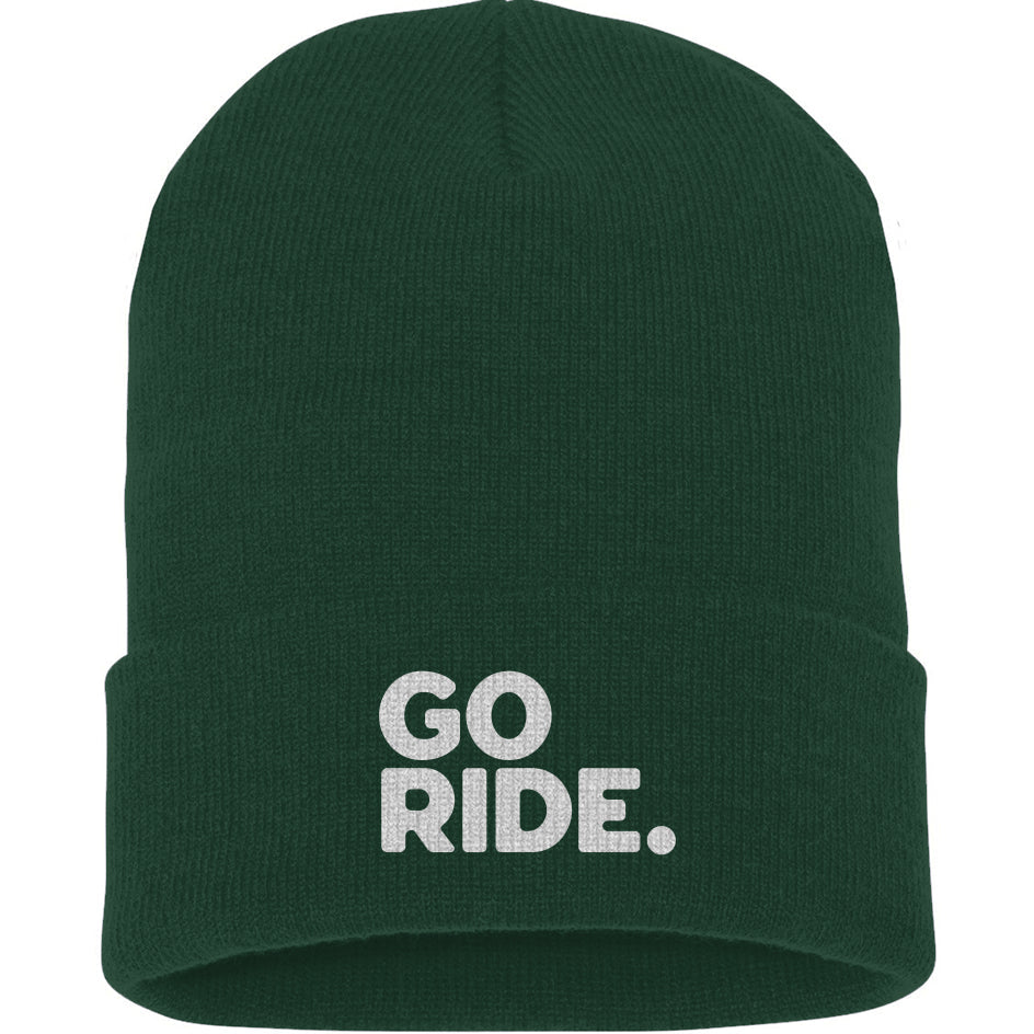 GO RIDE Embroidered Cuffed Beanie