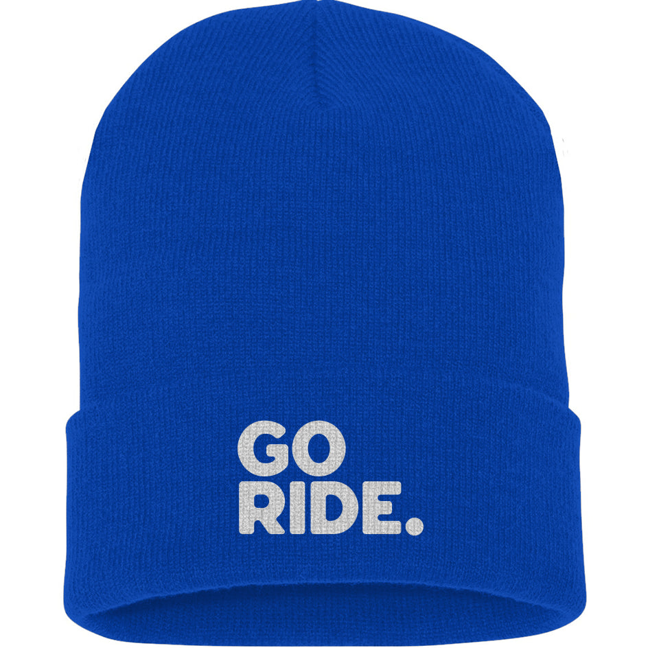 GO RIDE Embroidered Cuffed Beanie