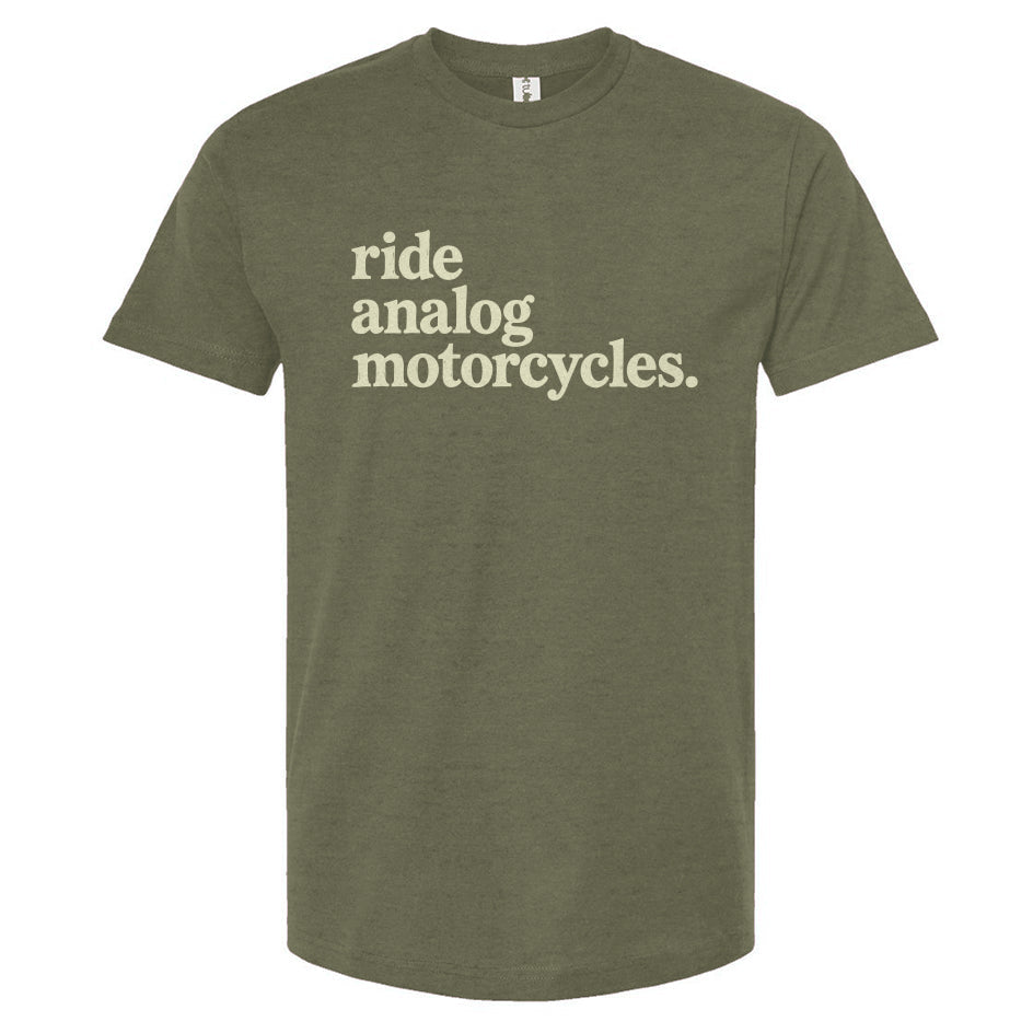 Ride Analog Motorcycles T-Shirt (cream ink)
