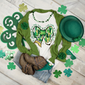 One Lucky Teacher Shamrock Bow || Tee