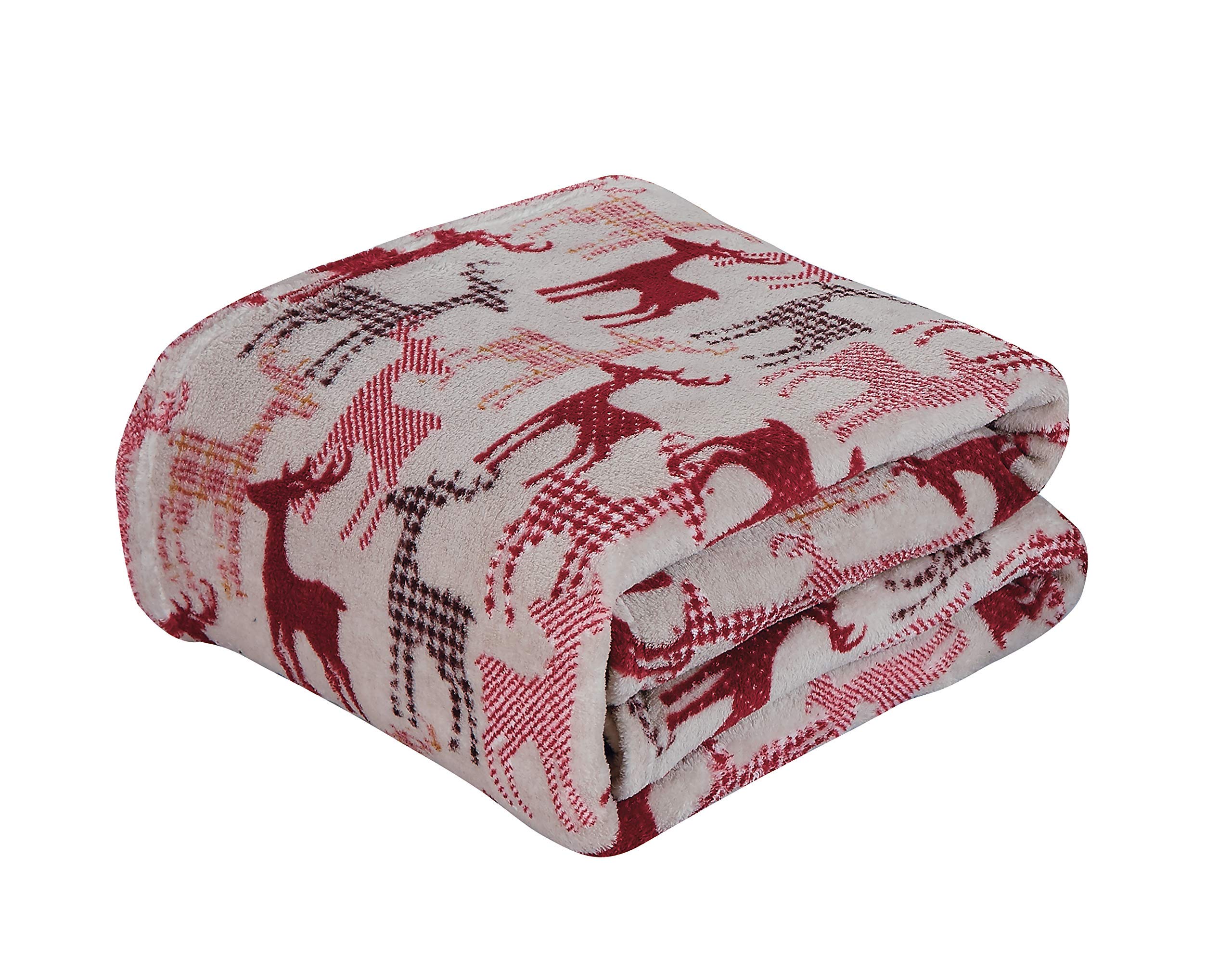 Decor&More Festive Holiday Microplush Throw Blanket (50" x 60") - Reindeer Silhouette