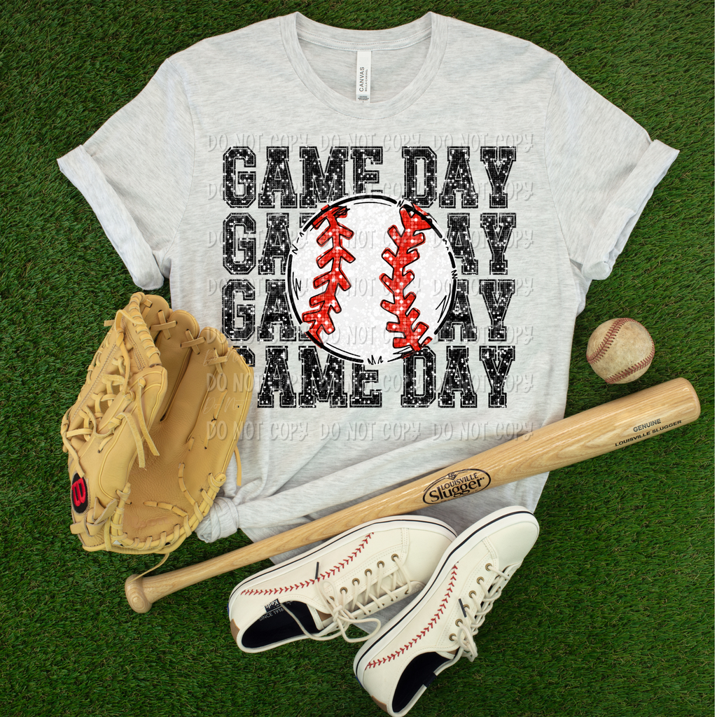 Game Day || Baseball || Faux Glitter || Tee