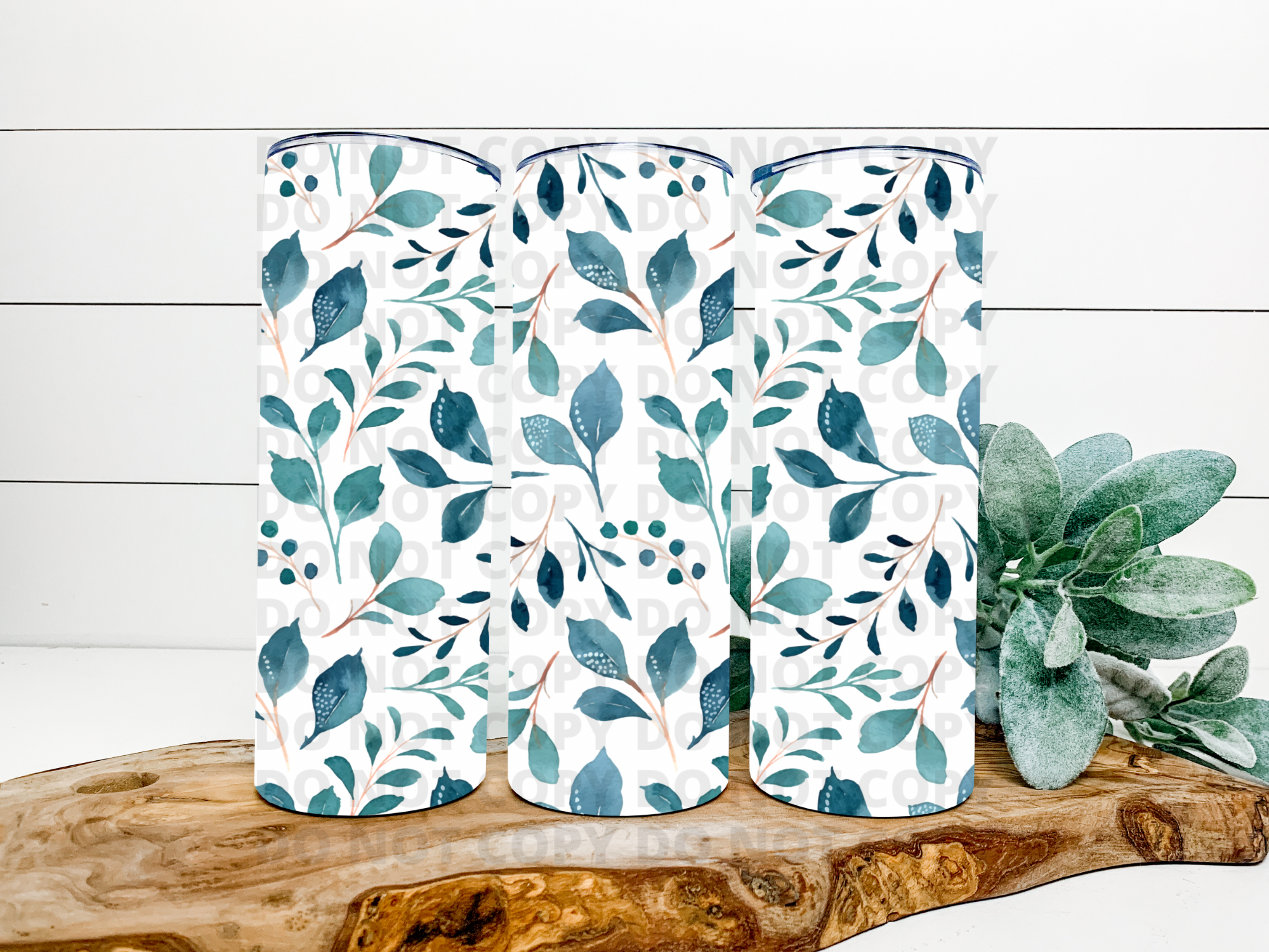 Blue Floral Stainless Steel Tumbler