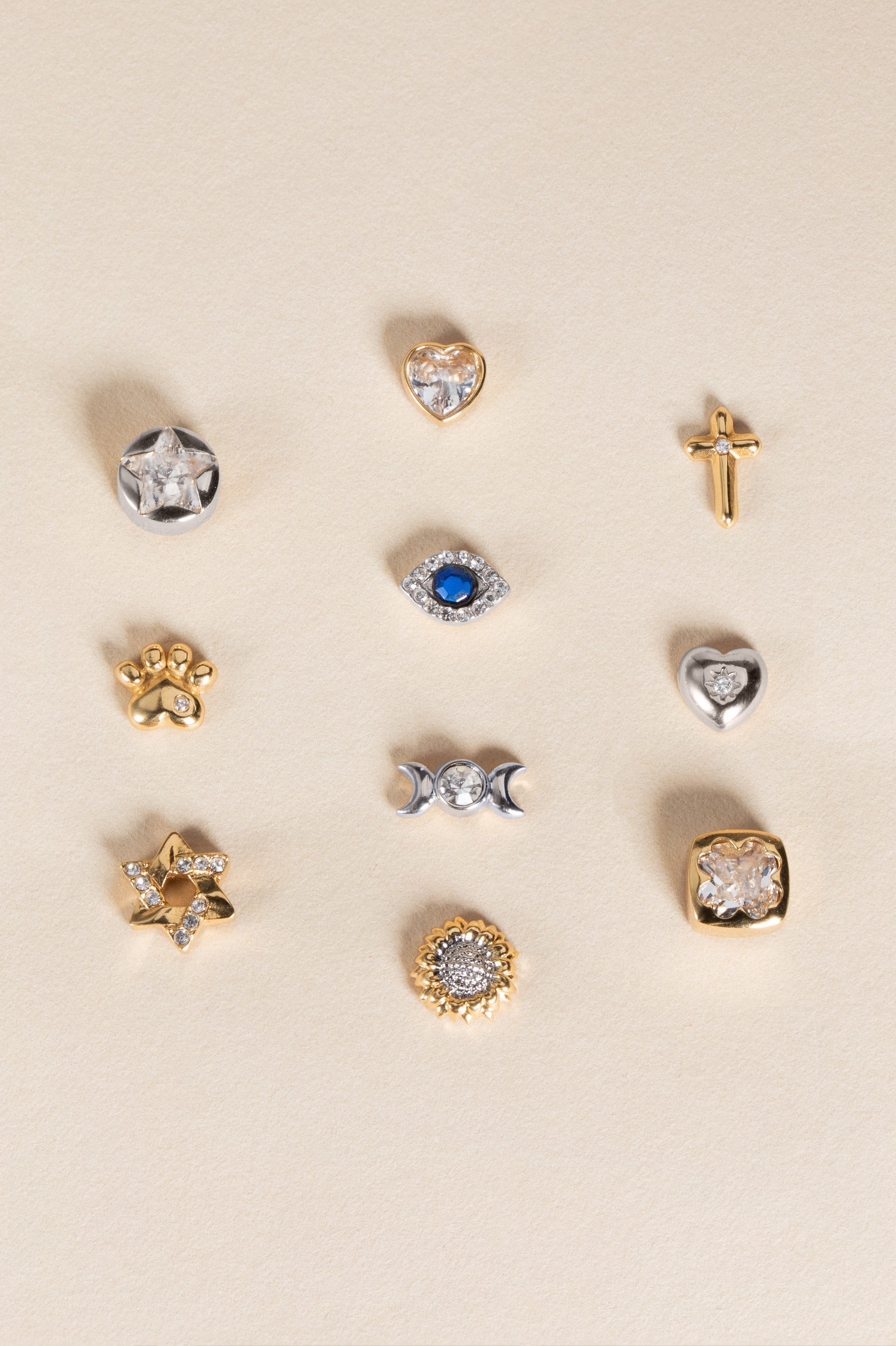 Crystal Lunar Phase Mini Stud Earrings