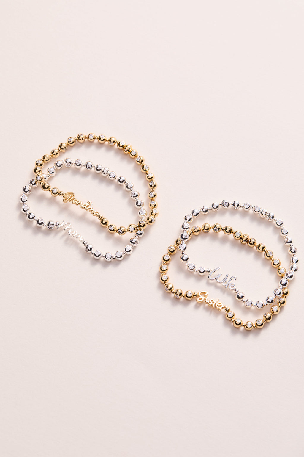 Sister Elongated Crystal Stretch Bracelet