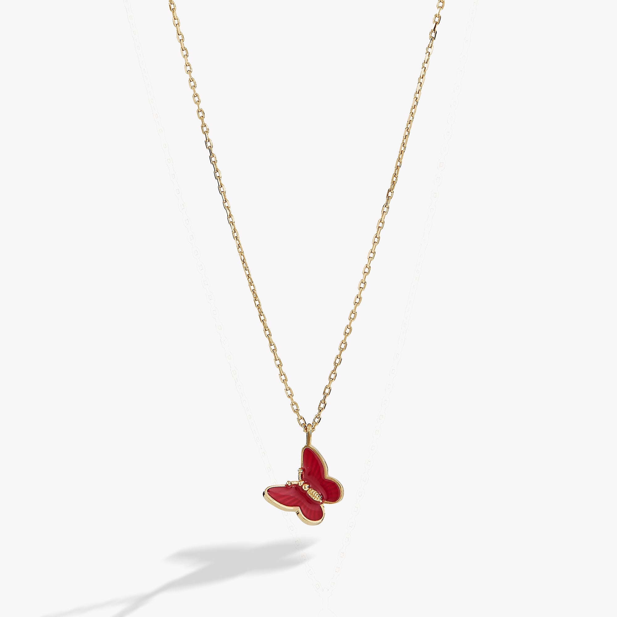 Pink Enamel Butterfly Necklace