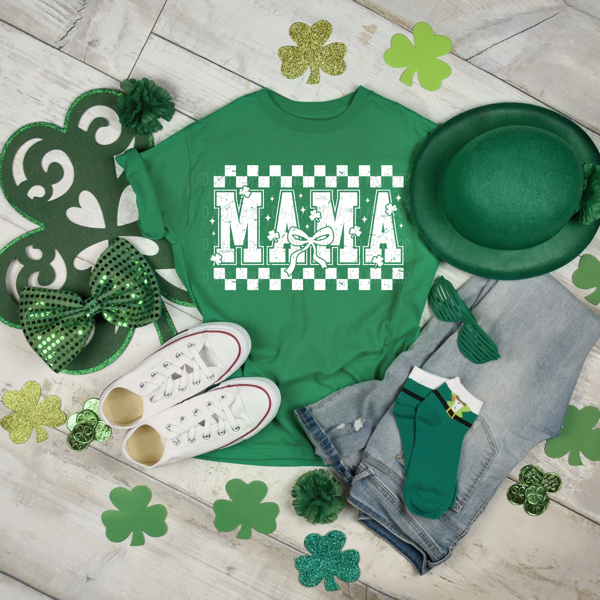 Mama St. Patrick’s Checkered || White Design || Tee