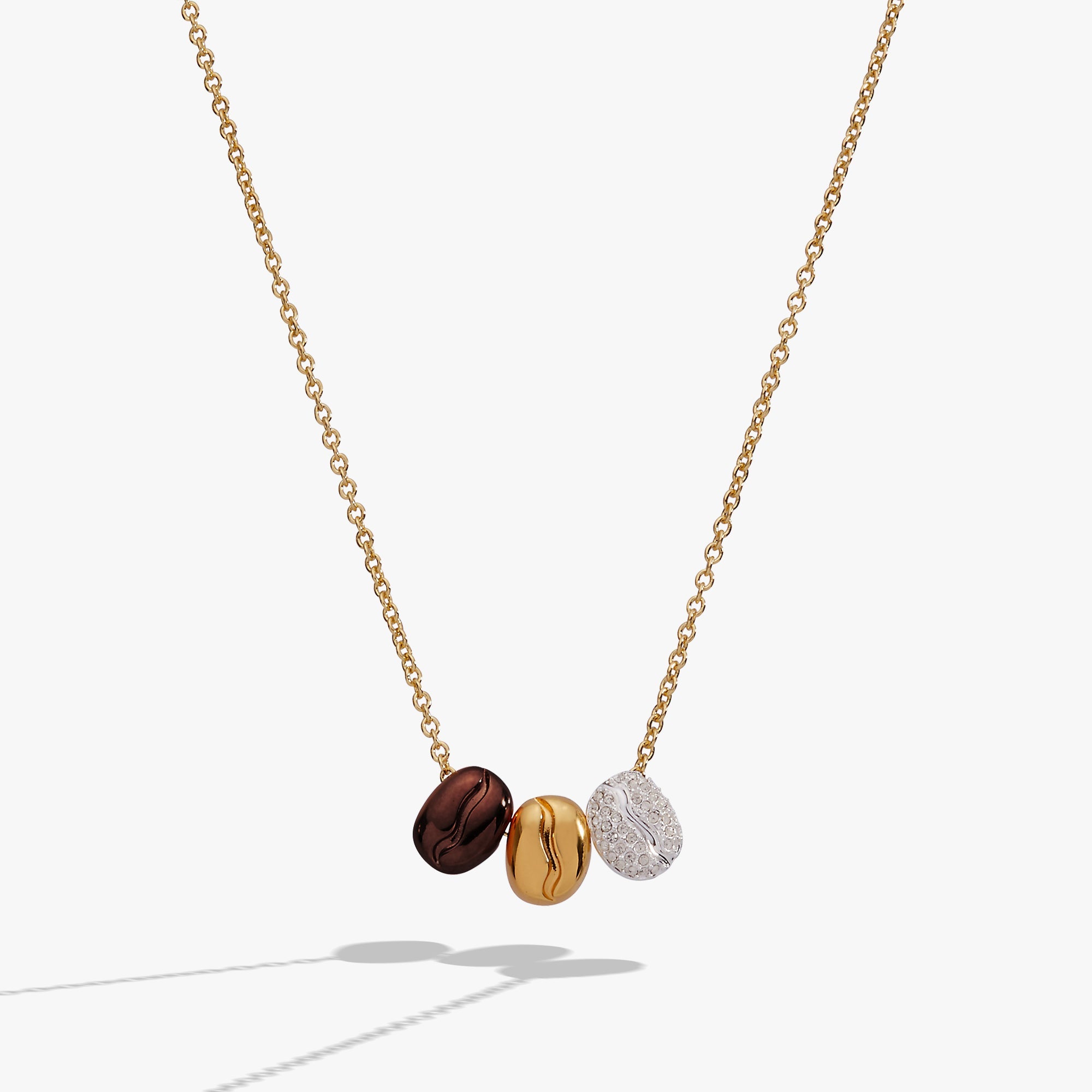 Coffee Bean 'Happiness, Wealth, Health' Engraved Pendant Necklace