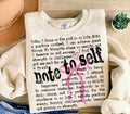 Note To Self || Pink Bow || Sweatshirt Or Hoodie