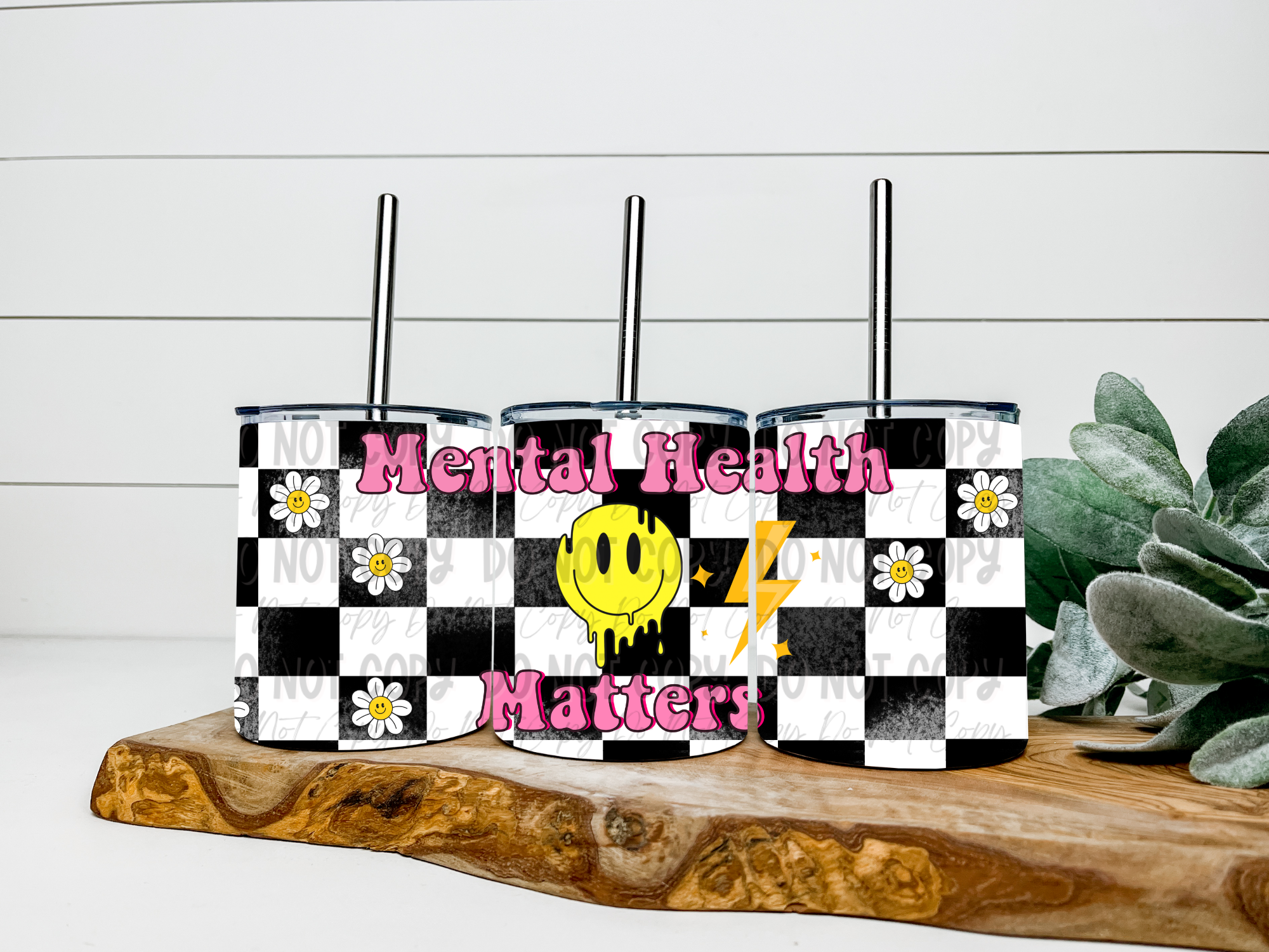Mental Health Matters Checkered - 12oz Low Ball Tumbler