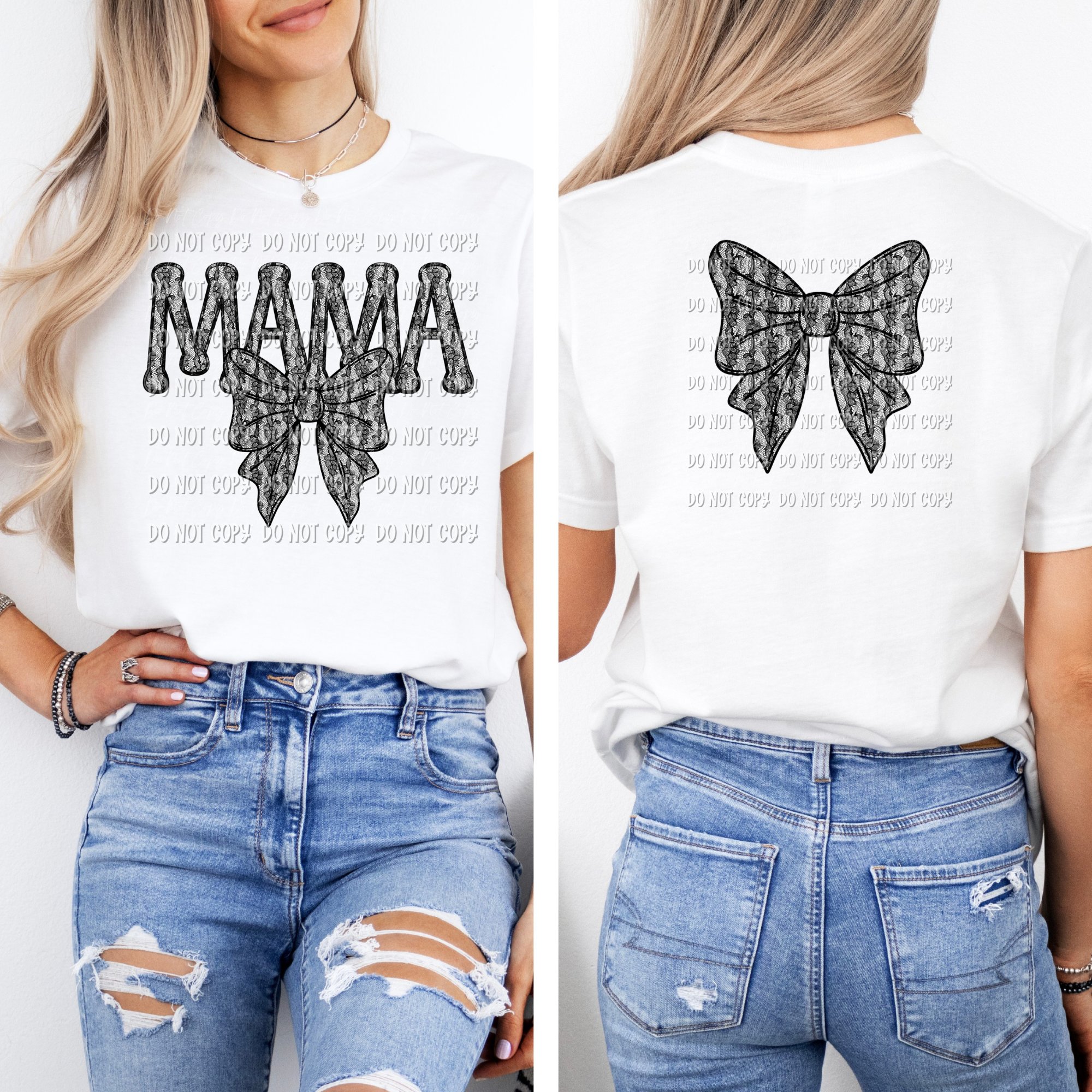 Mama Lace With Bow || Bow on Back || Tee