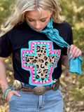 Callie Ann Stelter Spring Time Leopard Cross Tee