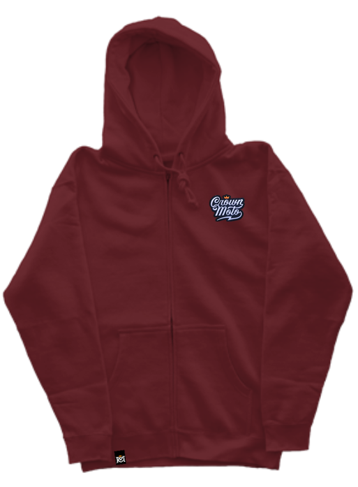 Crown Moto Script Patch Midweight Zip Hoodie