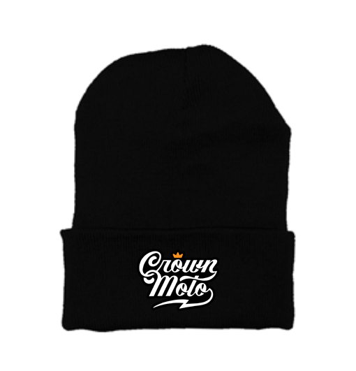 Crown Moto Script Logo Patch Beanie