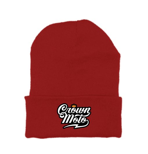 Crown Moto Script Logo Patch Beanie