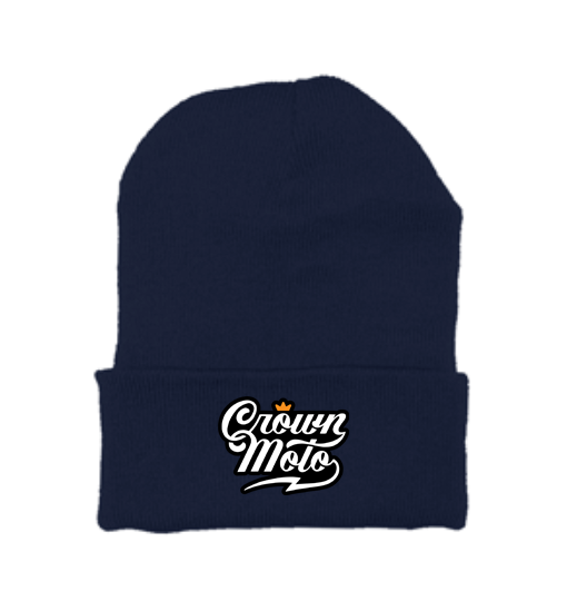 Crown Moto Script Logo Patch Beanie