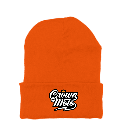 Crown Moto Script Logo Patch Beanie