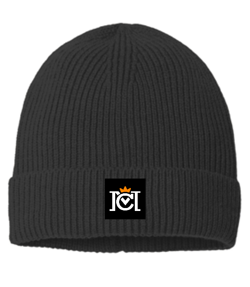 Crown Moto Tag Fine Rib Knit Beanie