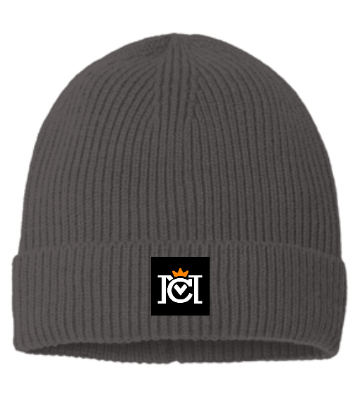 Crown Moto Tag Fine Rib Knit Beanie