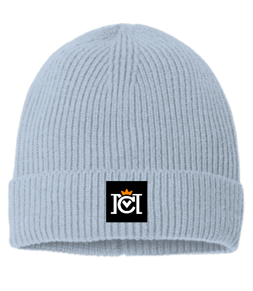 Crown Moto Tag Fine Rib Knit Beanie