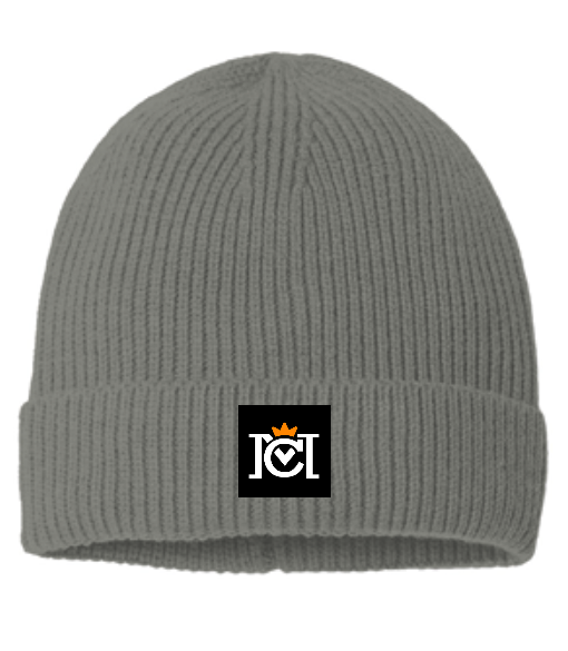 Crown Moto Tag Fine Rib Knit Beanie