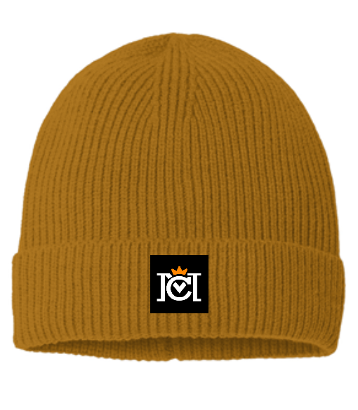 Crown Moto Tag Fine Rib Knit Beanie