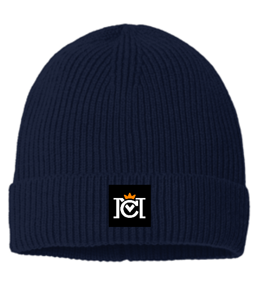 Crown Moto Tag Fine Rib Knit Beanie