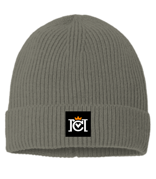Crown Moto Tag Fine Rib Knit Beanie