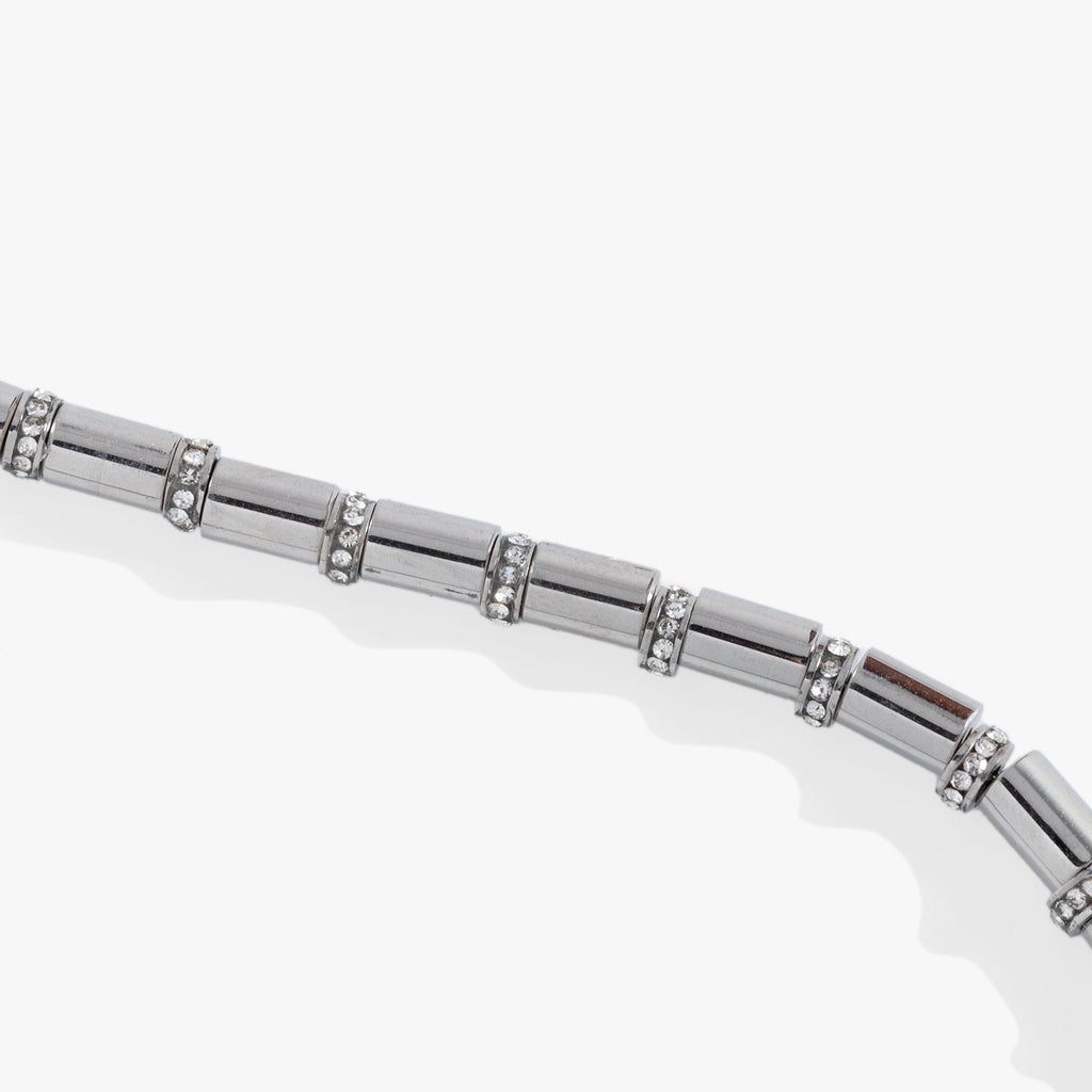 Tube Bead and Crystal Chain Bracelet