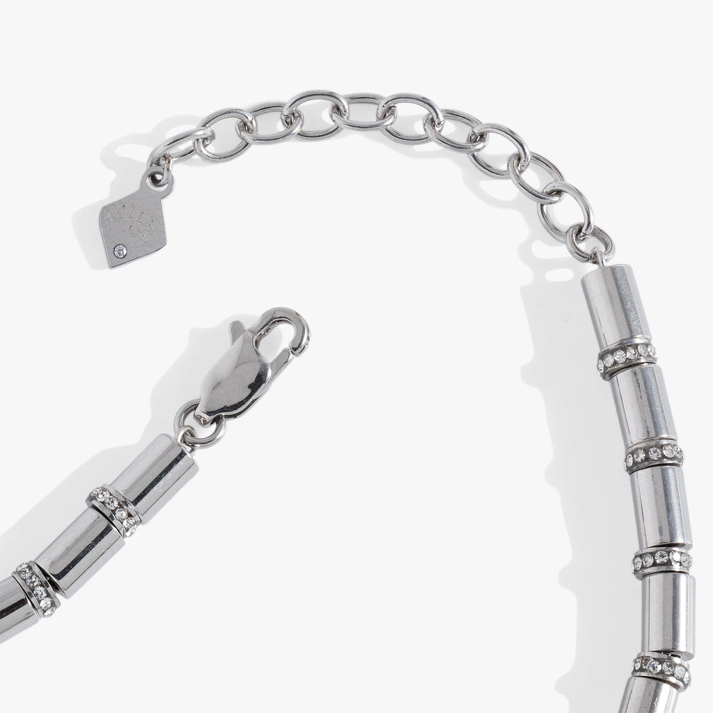 Tube Bead and Crystal Chain Bracelet