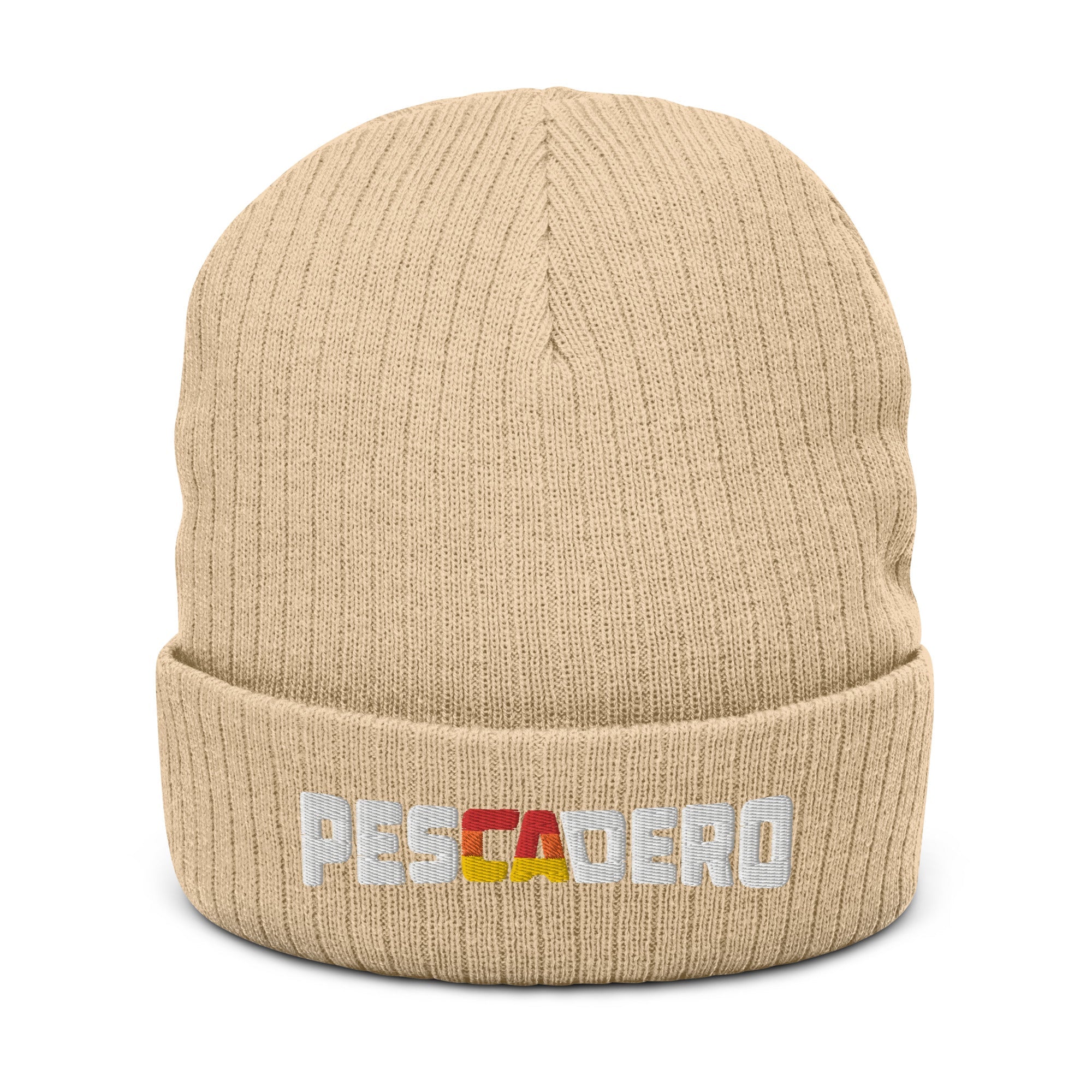 Pescadero CA Sunset Ribbed Knit Beanie