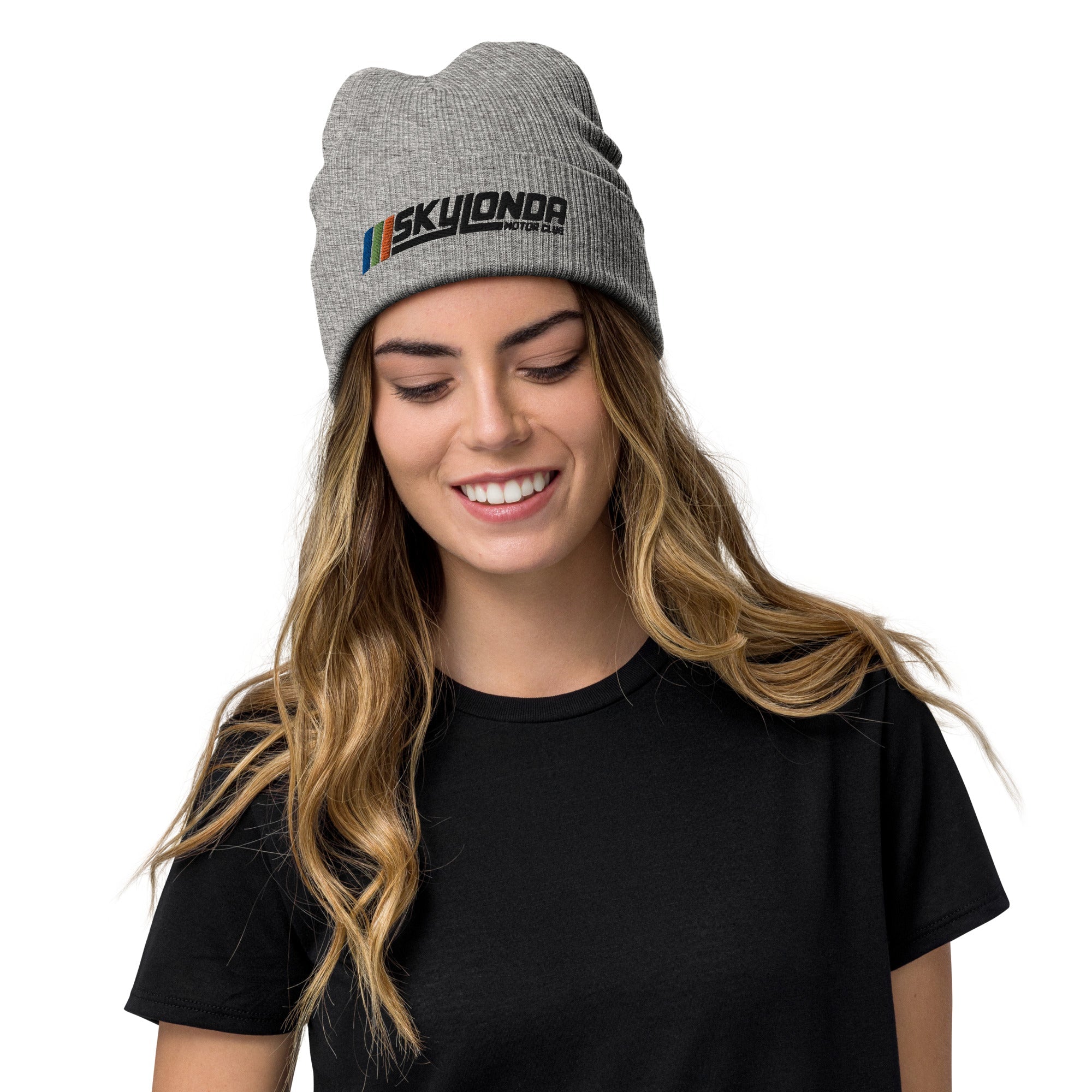 Sky Londa Motor Club Rally Ribbed Knit Beanie