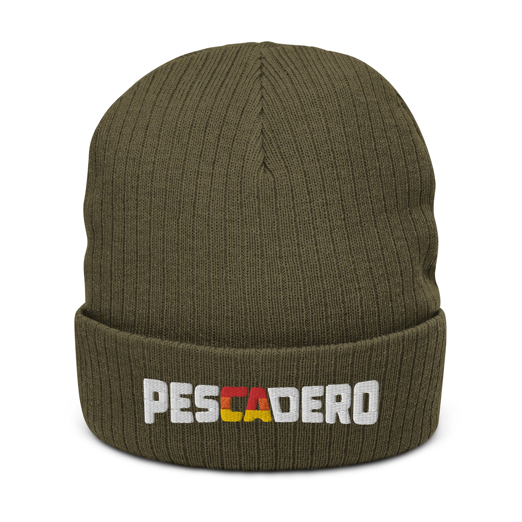 Pescadero CA Sunset Ribbed Knit Beanie