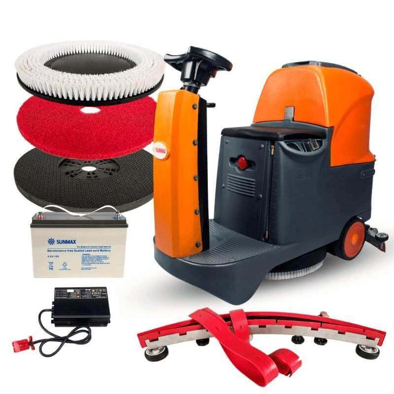 RT70 Ride-On Floor Scrubber, 22" Cleaning Path, 48,000 sq ft/hr, 18.5 gal Tanks – For Warehouses & Retail Stores