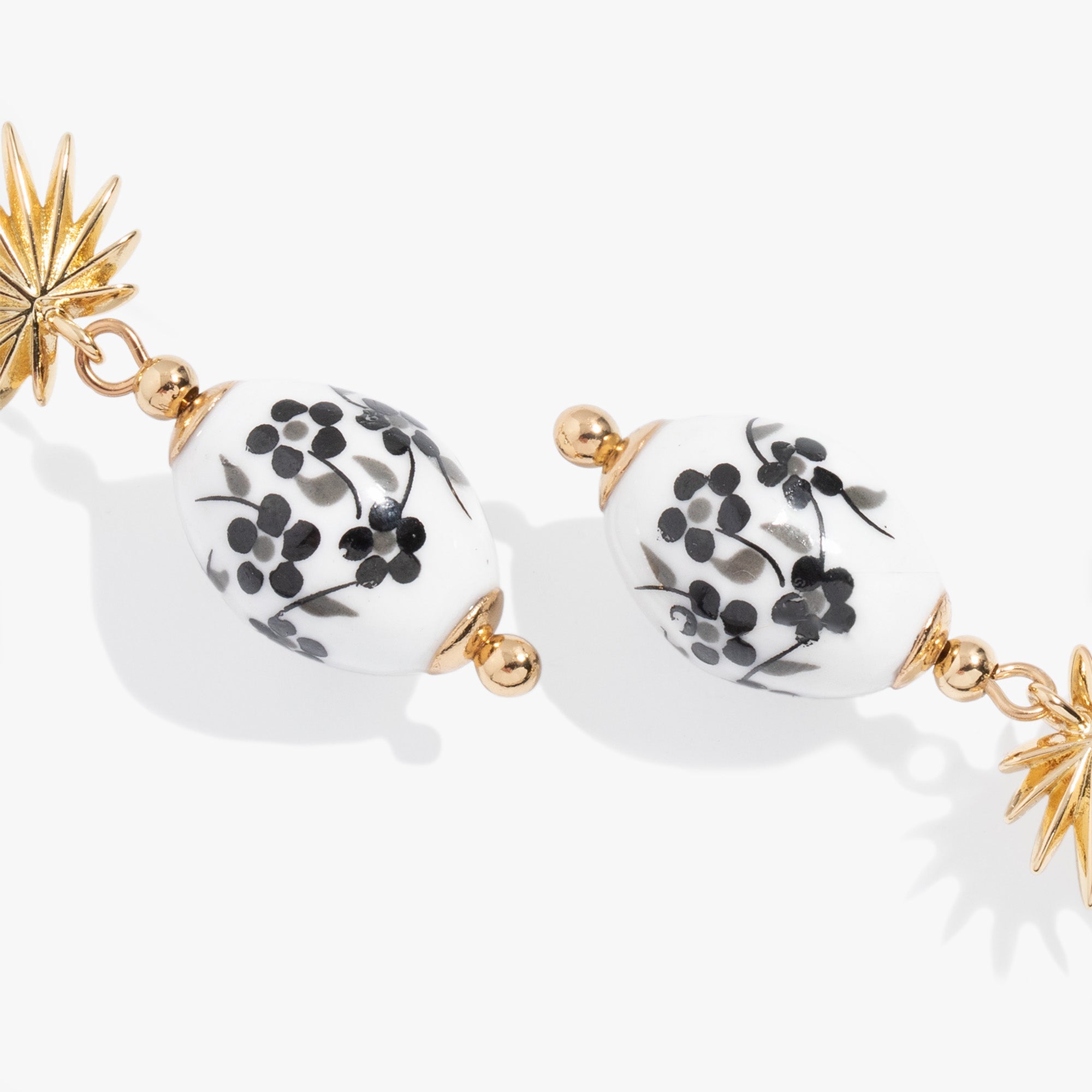 Toile and Palm Drop Earrings